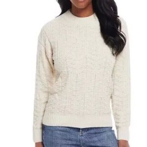 Weatherproof Vintage Women's Chenille Crewneck Sweater, Cream/Shimmer, Small NWT